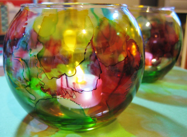 Image for event: Craft Night: Alcohol Ink Votive Candle Holder 